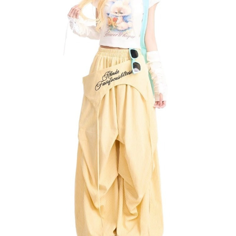Women casual pants women's summer loose striped wide-leg pants