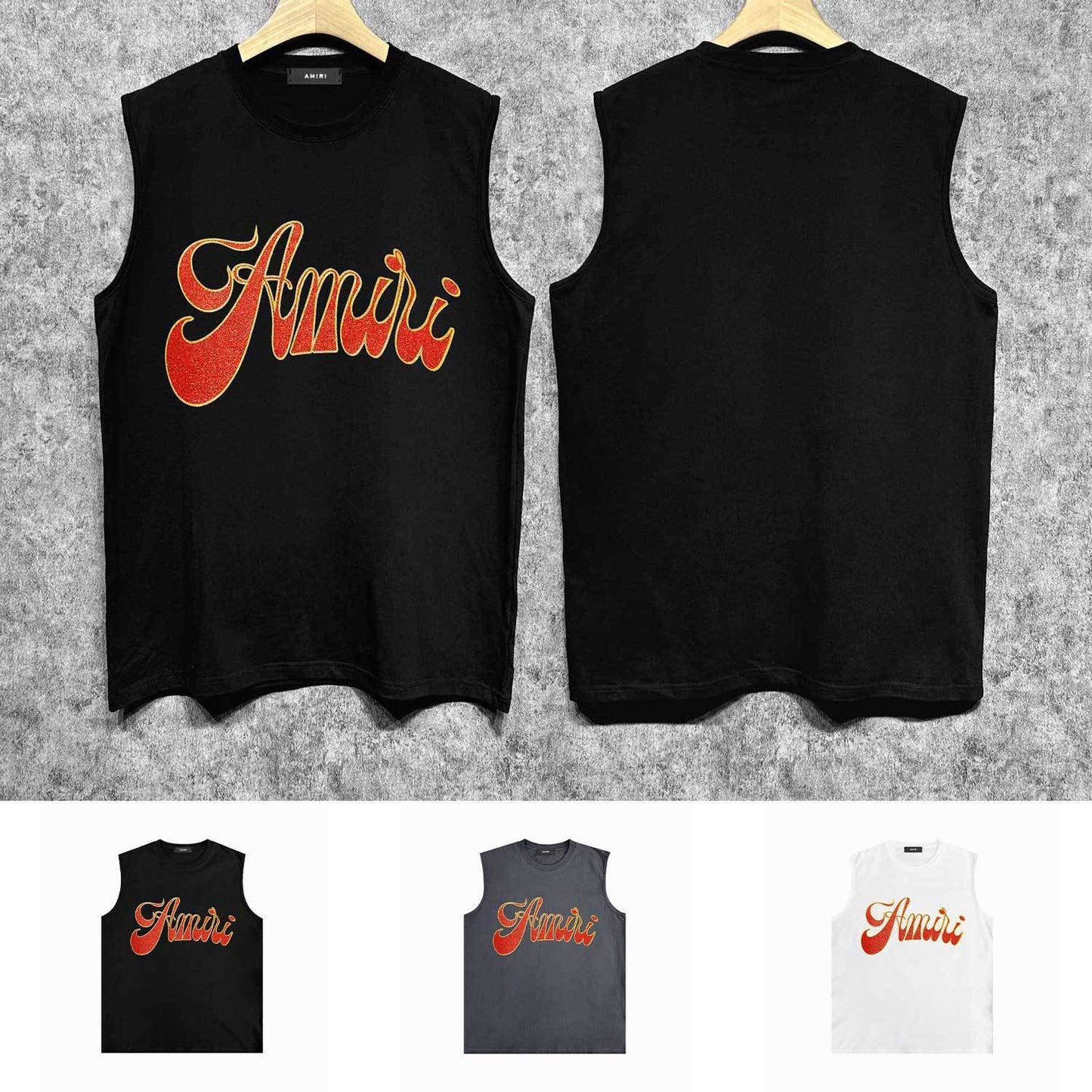 Amiri tank top flame gold letterprinting