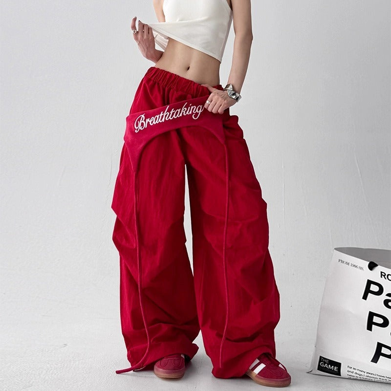 Women casual pants retro women's summer loose wide-leg pants