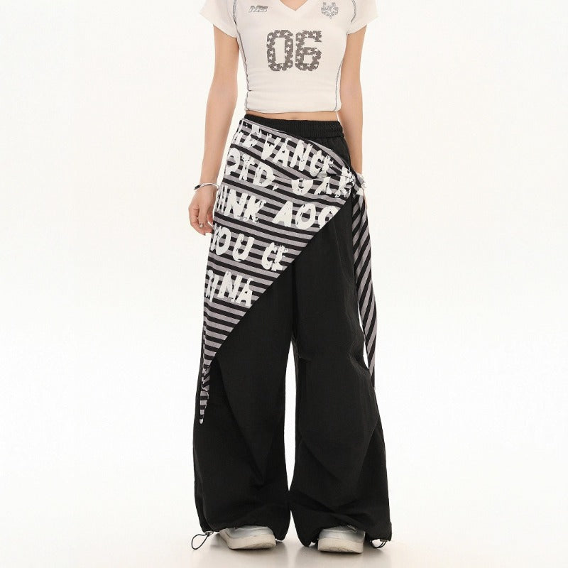Women casual pants retroletterprinting layering