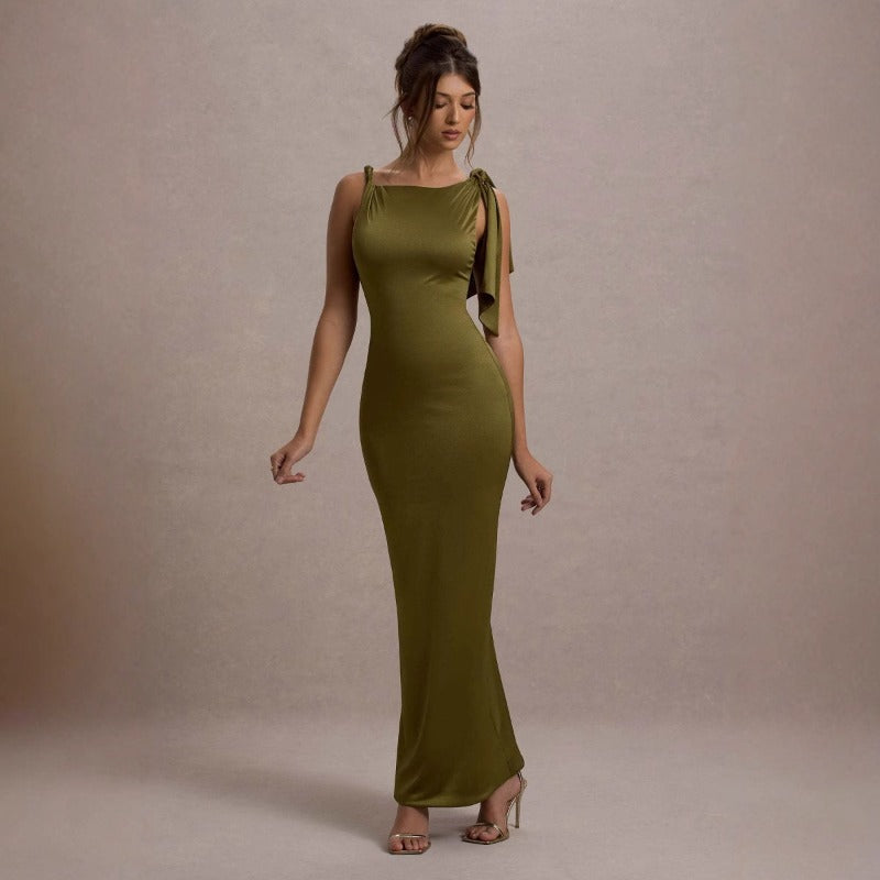 Women's dress: amazon bestseller - new summer collection, stylish and elegant one-shoulder flowy solid color dress, wholesale for export