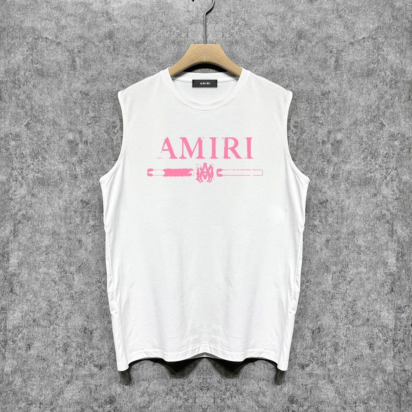 Amiri tank top with damaged letter horizontal stripesprinting