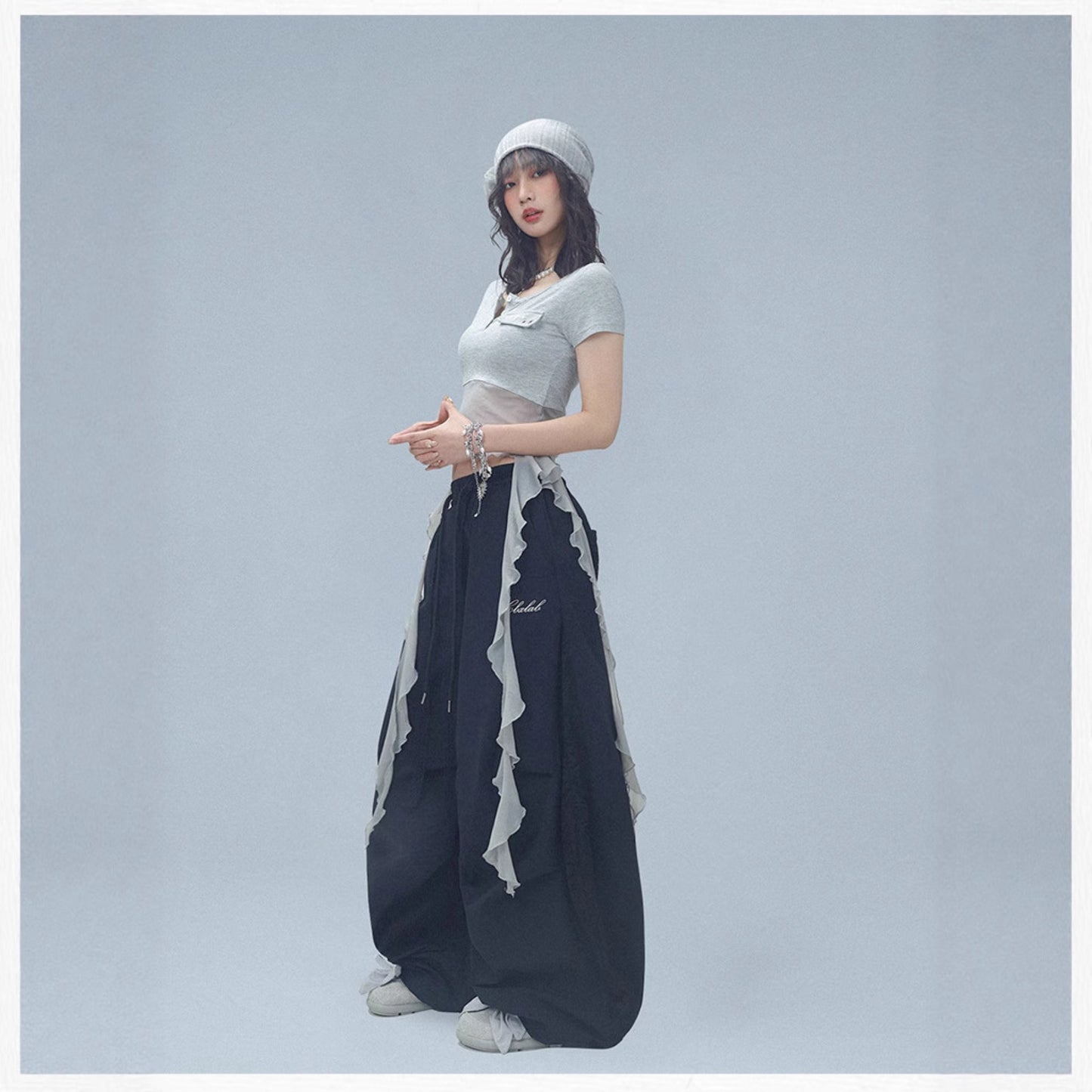 Women casual pants summer quick-drying sports trousers hip-hop wide-leg trousers