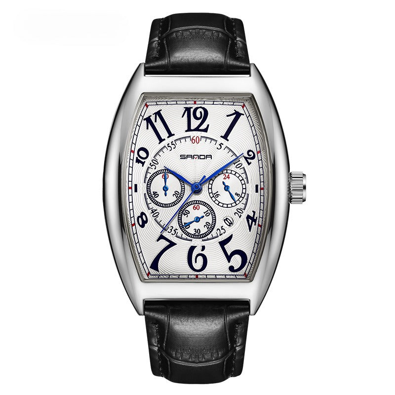 Men's watches barrel shape water proof