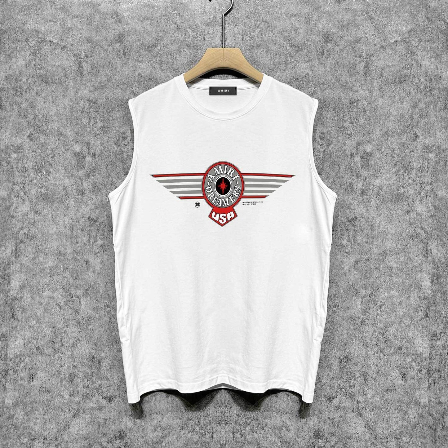 Amiri tank top flying eagle wings patch printing