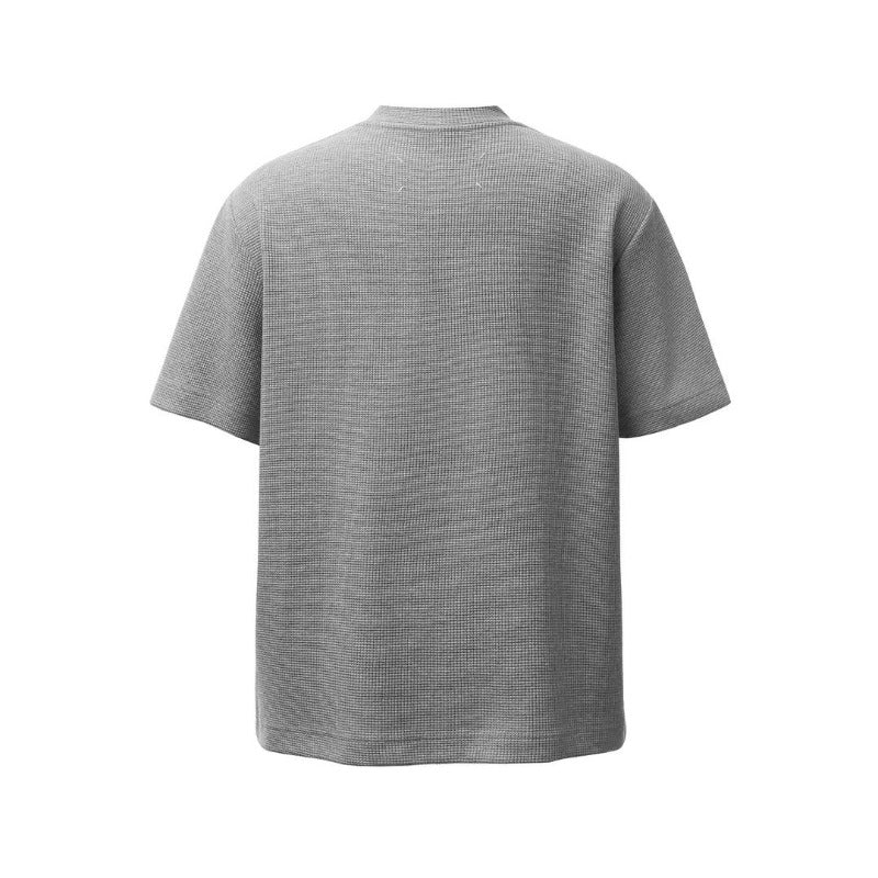 Men's t-shirts: american retro heavyweight waffle knit faux two-piece deconstructed design, high street oversized short sleeve tee