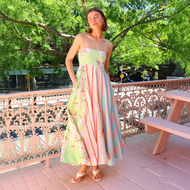 Women's dress - in stock - european & american style - cross-border e-commerce - aliexpress & independent website - sexy spaghetti strap - graffiti print - maxi dress - women's