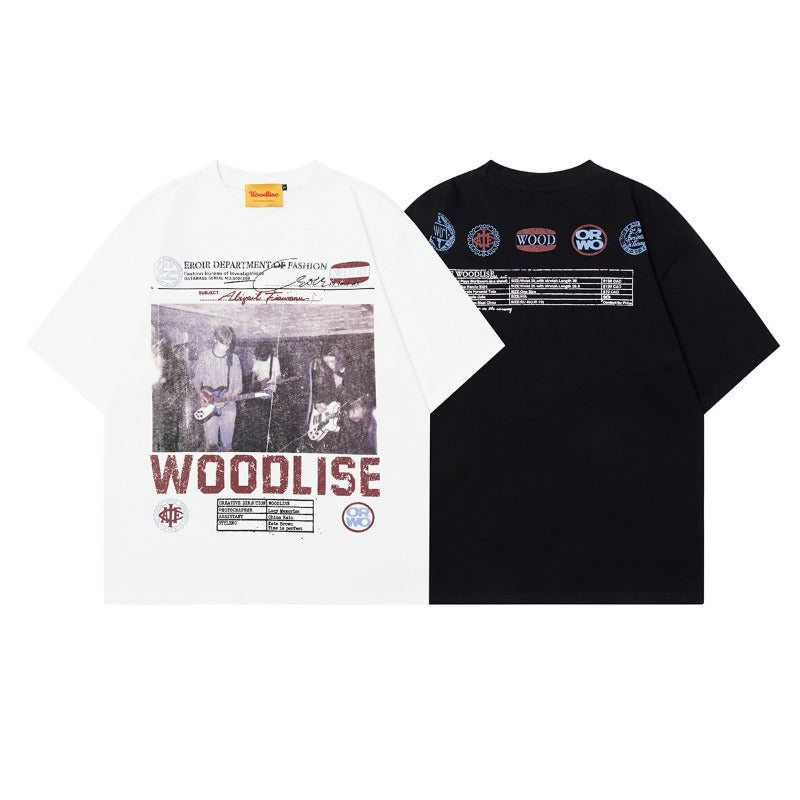 Men's t-shirts: wt american street style summer couple trendy high-end band graphic design men's loose fit short sleeve t-shirt