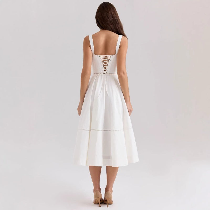 Women's dress - cross-border skirt - summer french style sexy waist-defining a-line high-end elegant dress for women