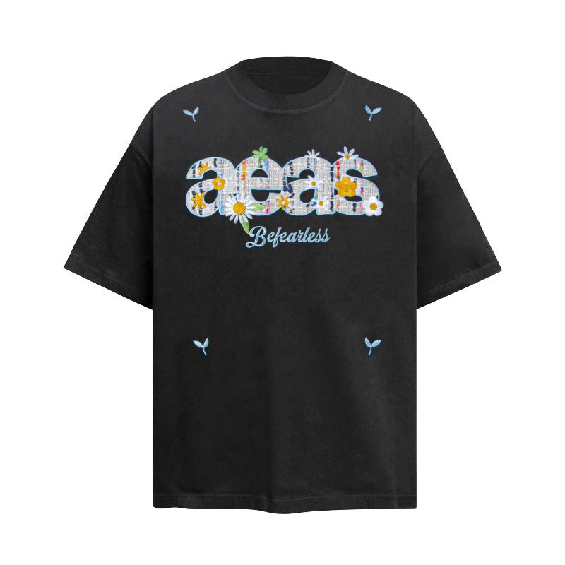 Men's t-shirts: american streetwear summer retro embroidered colorful letter design, premium loose fit short sleeve tee