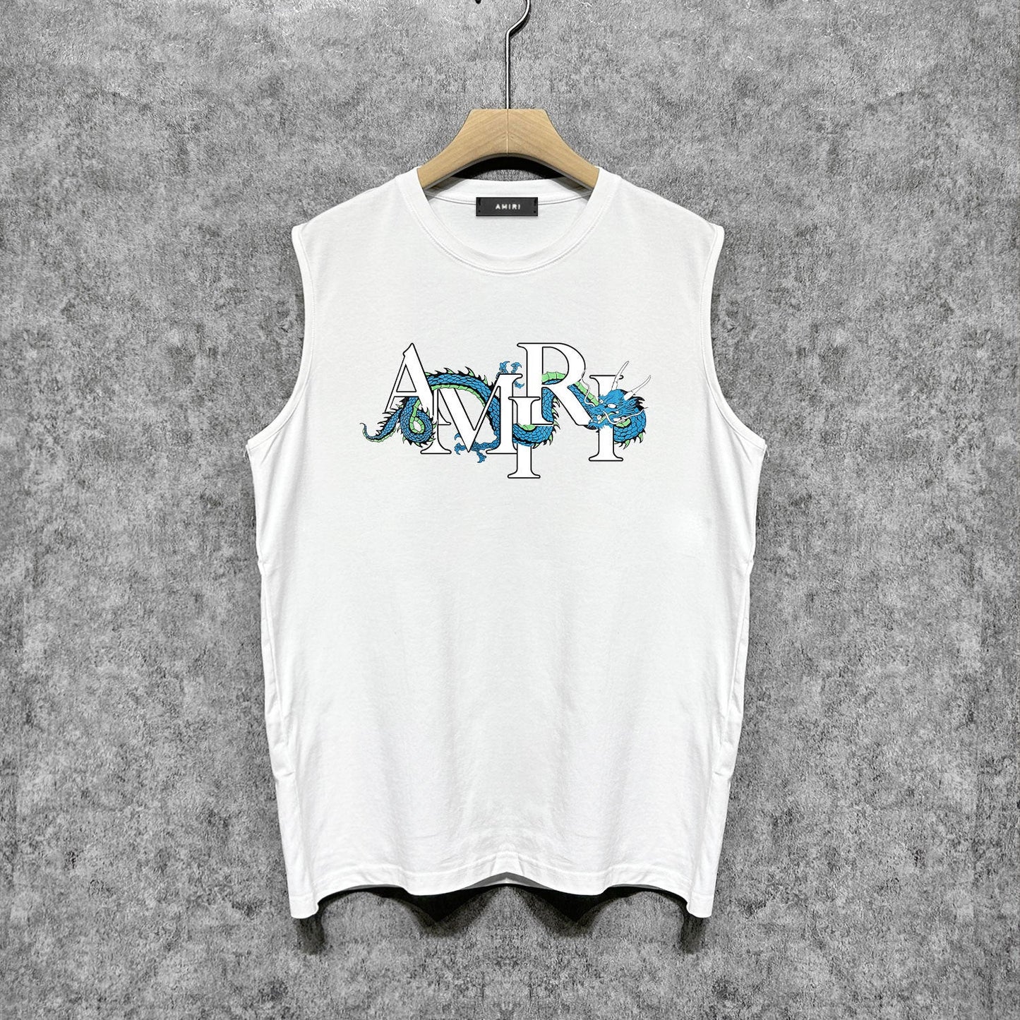 Amiri tank top overlapping letter dragon print