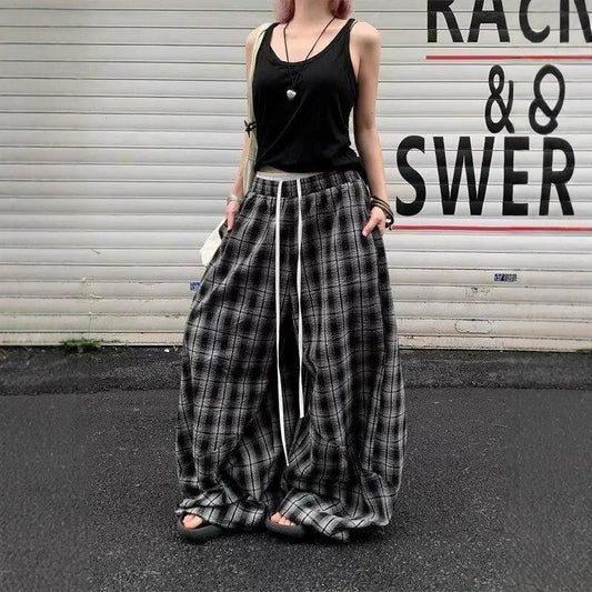 Women casual pant retro double waistband summer