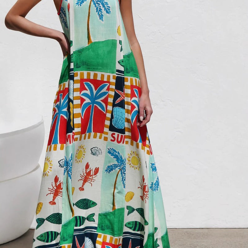 Women's dress - amazon us & europe style - evening gown/party dress - maxi skirt, bandeau, sexy & fashionable, slit, printed dress for women