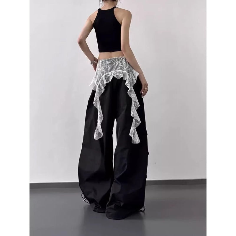 Women casual pants lace stitching women summer slacks