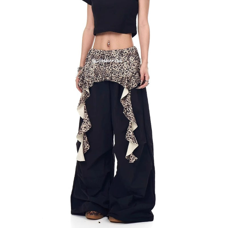 Women casual pant summer retro leopard print fart curtain