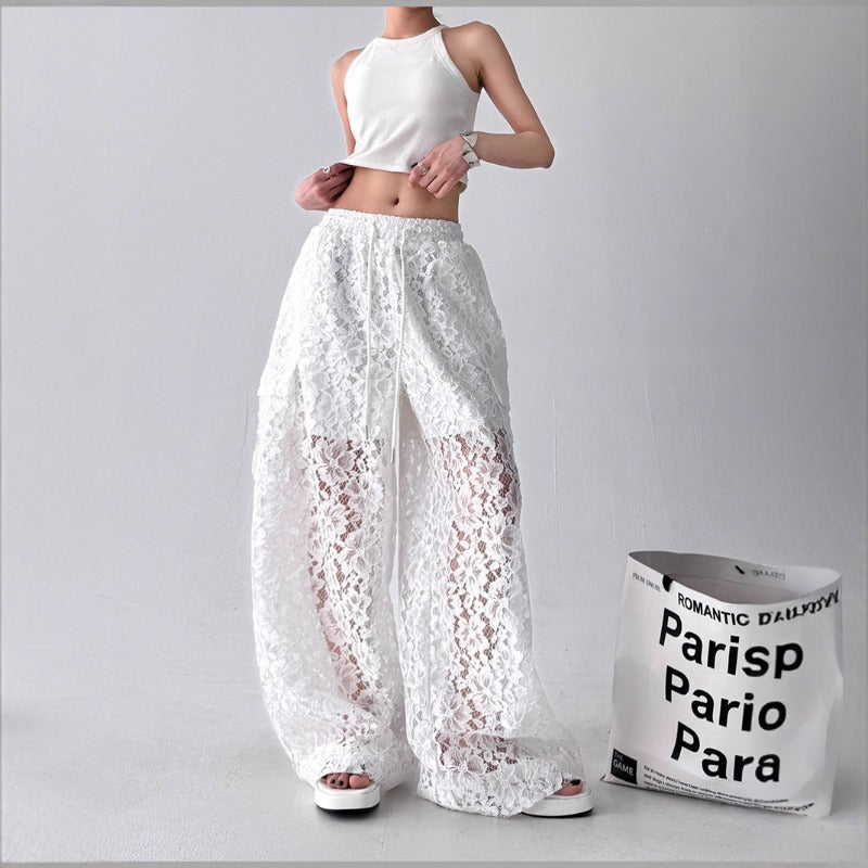 Women casual pants summercut outlace design