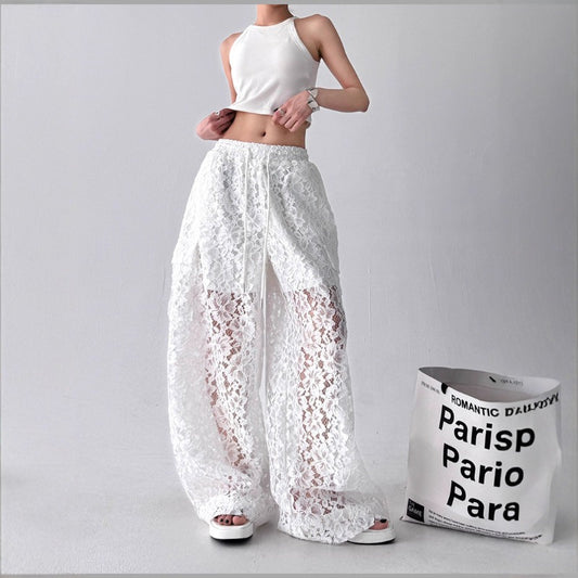 Women casual pants summercut outlace design