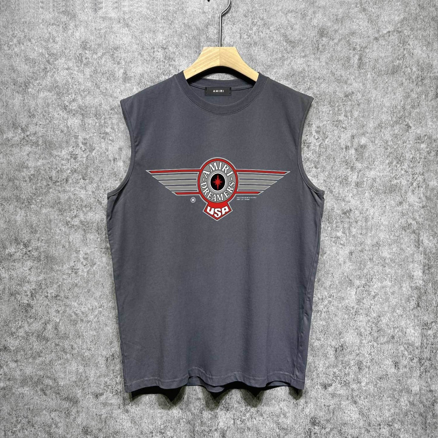 Amiri tank top flying eagle wings patch printing