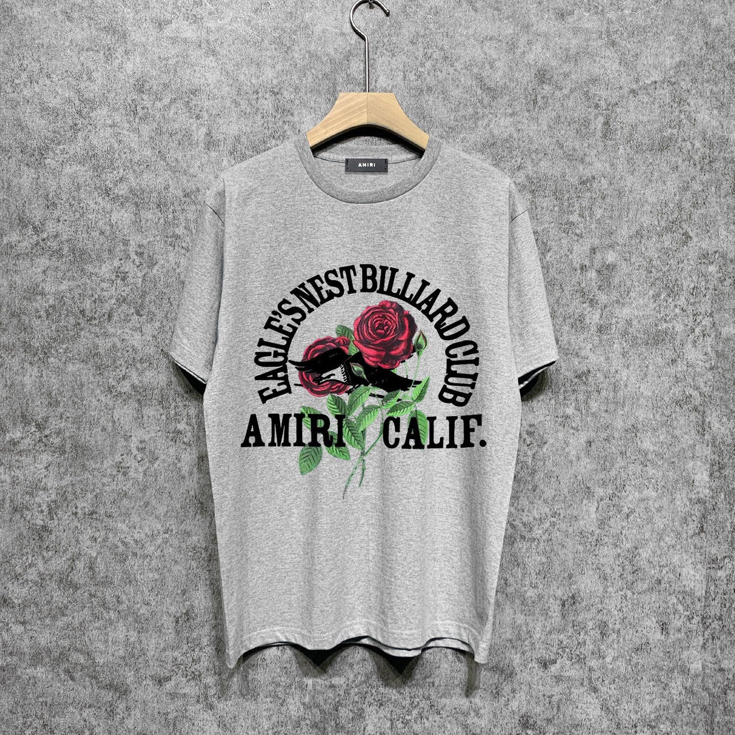 Amiri t shirts rose printing short sleeve