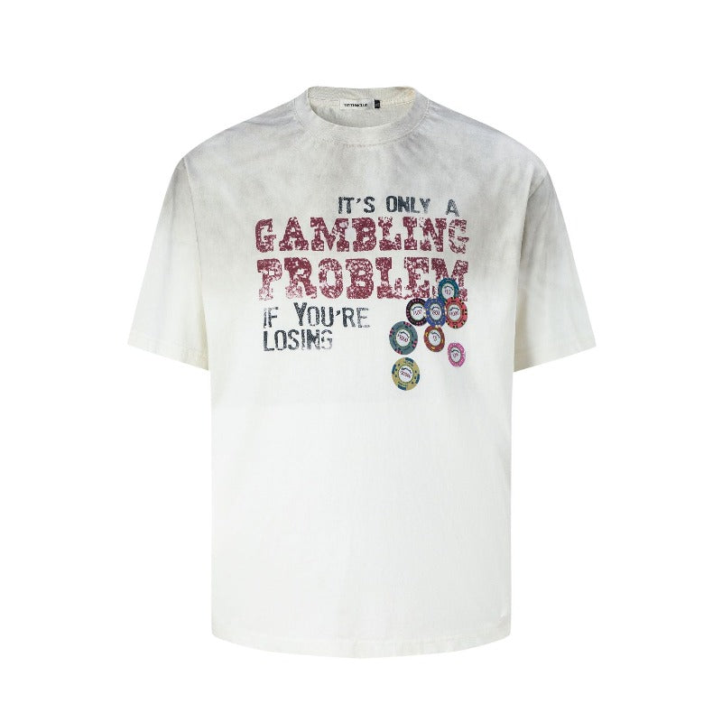 Men's t-shirts: american street style, unisex, premium summer, distressed color, letter design, men's short-sleeve t-shirt with a relaxed fit