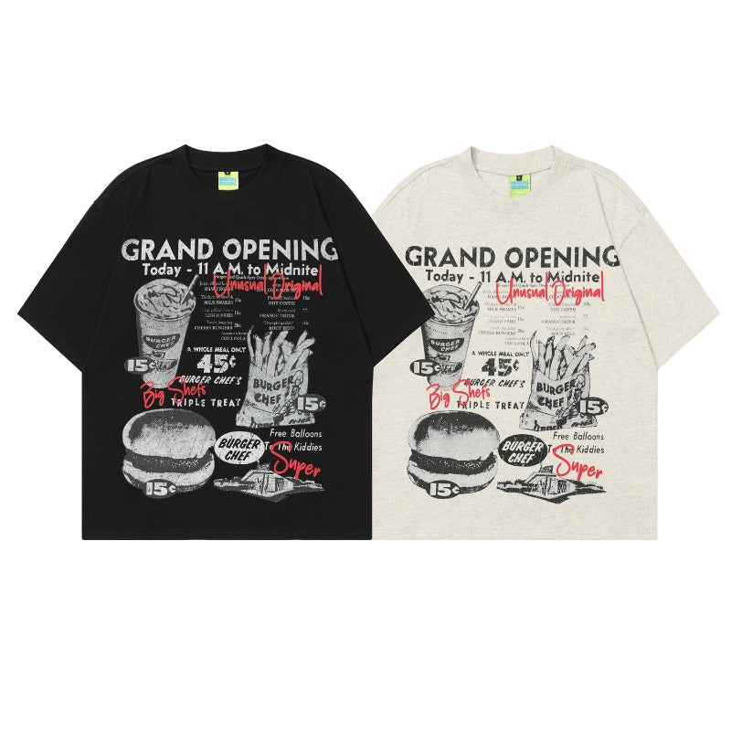 Men t shirts t man kun springfashion trendy nostalgic realistic food pattern loose round neck short-sleeved t-shirt