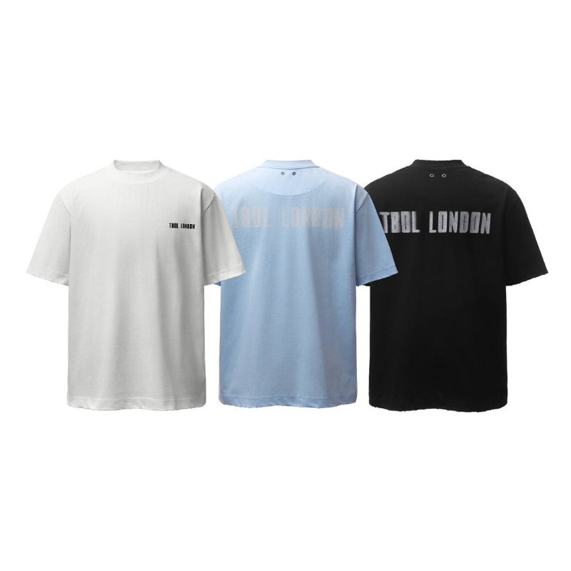 Men's t-shirts: american retro heavyweight double yarn letter print crew neck design, men's high street loose fit short sleeve tee