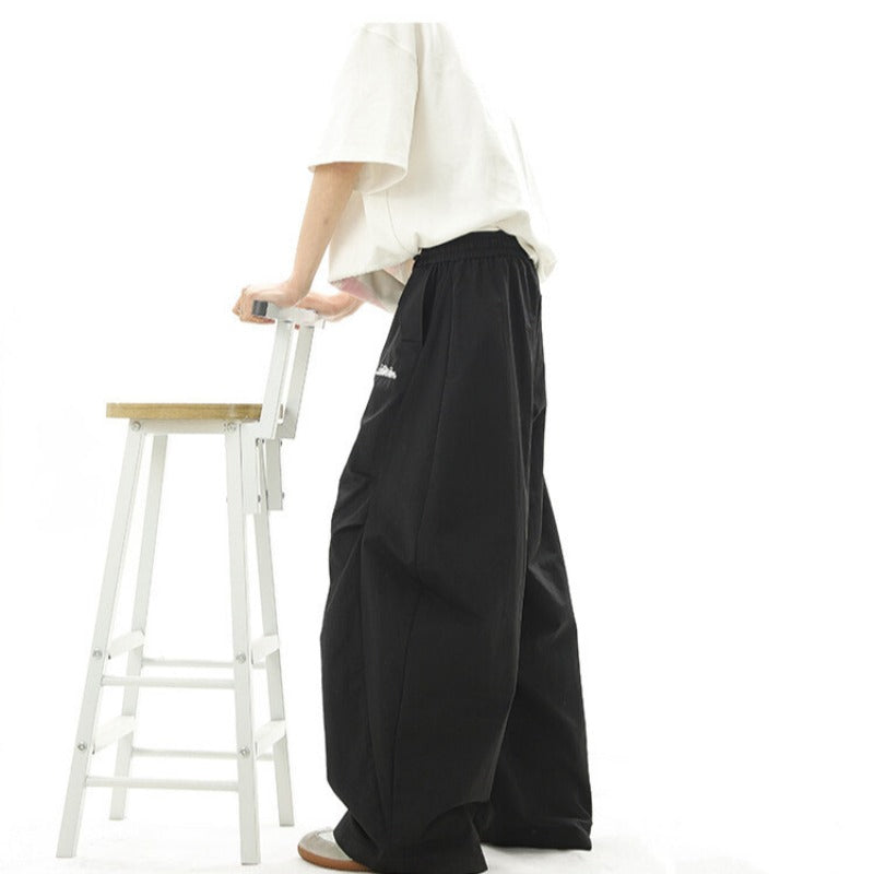 Women casual pants summer casual pants paratrooper pants alphabet embroidered straight-leg pants