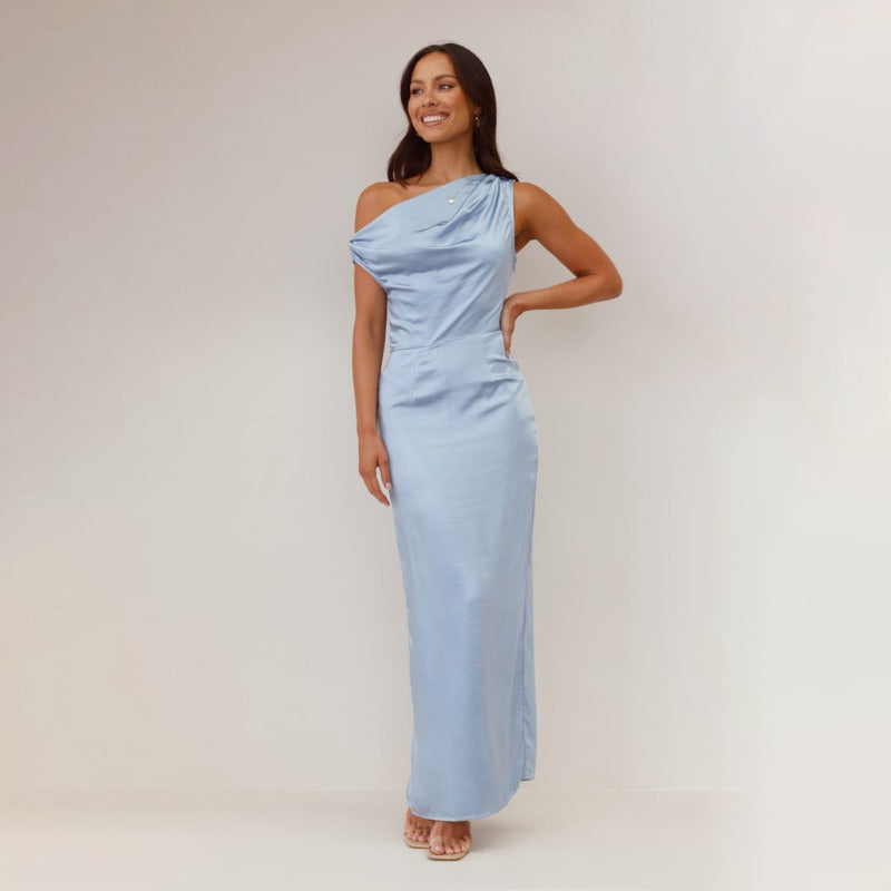 Women's dress: european and american sexy bandeau dress, women's summer solid color hot girl skirt, high-end sleeveless midi dress, slim-fit women's clothing