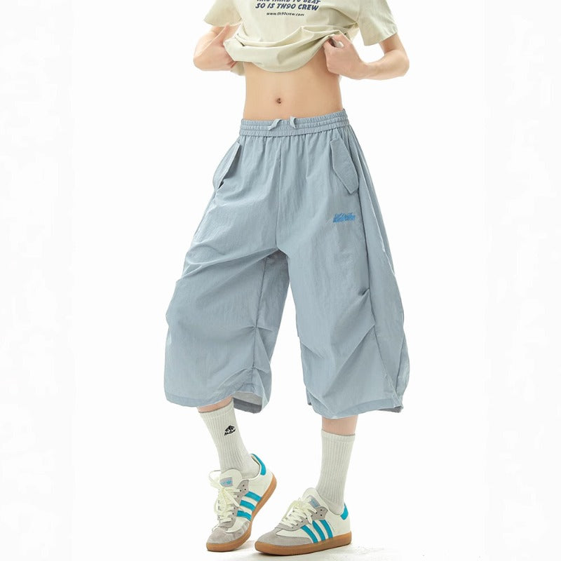 Women casual pant summer thin loose cropped pants