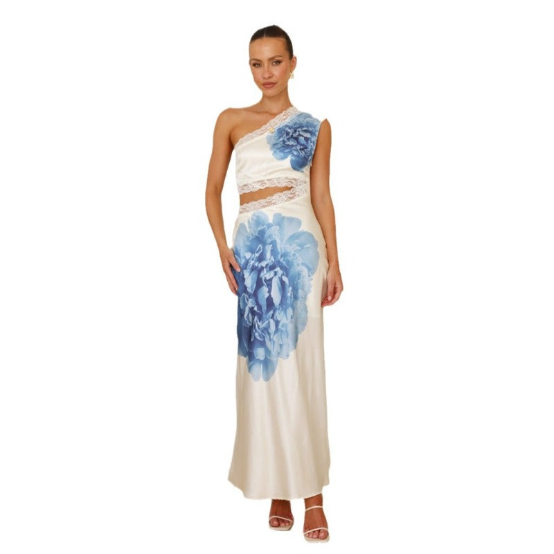 Women's dress: new cross-border sexy skirt, vacation style maxi dress, solid color printed bandeau strap dress, summer women's sexy apparel