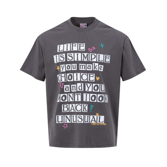 Men's t-shirts - american high street retro streetwear couple's style letter graphic design men's crew neck loose fit short sleeve t-shirt