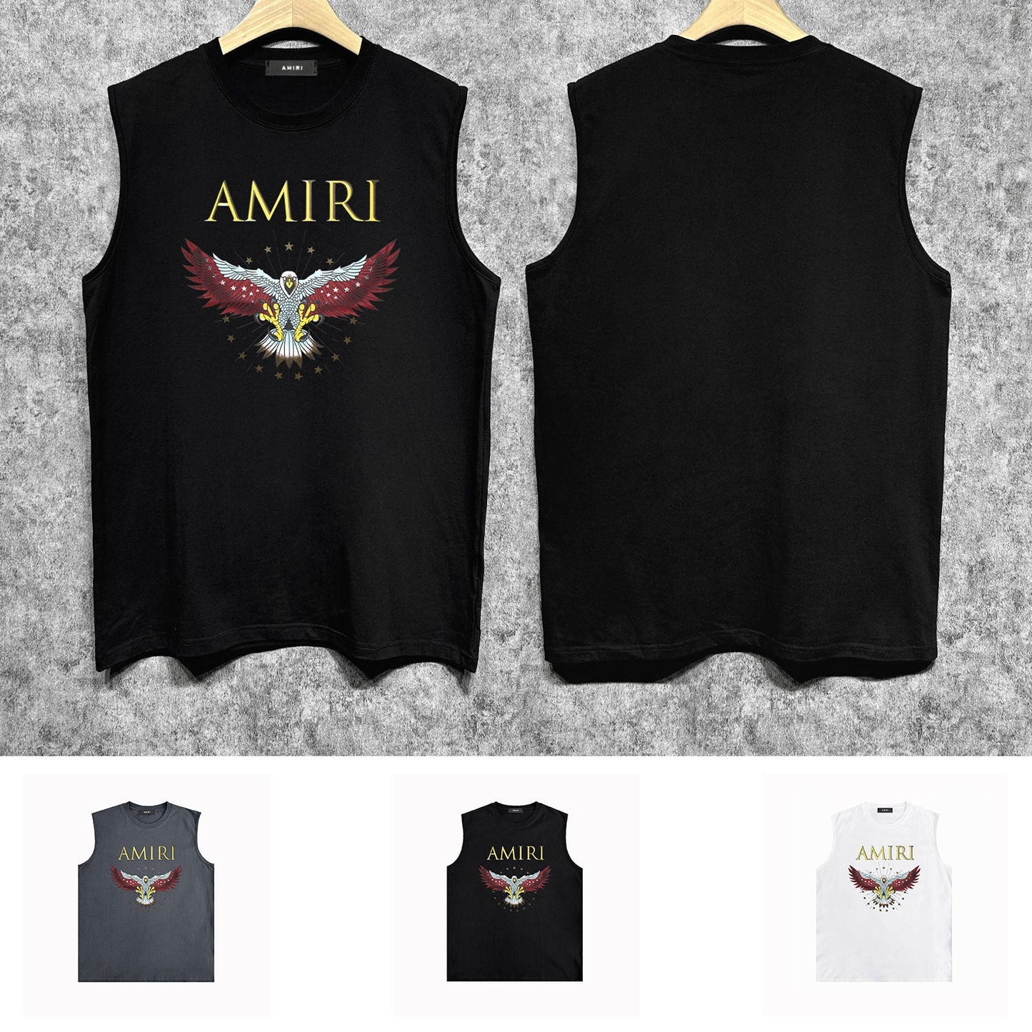 Amiri tank top five-pointed star flying eagle printing