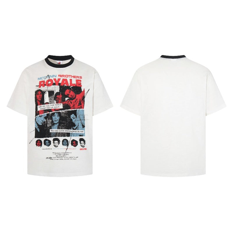 Men's t-shirts - american retro unisex g breathable slub cotton graphic design slim fit short sleeve tee