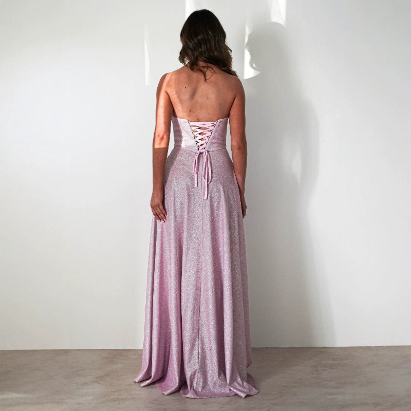Women's dress amazon fashion banquet dress ins sequin big skirt tube top sexyfashion slit dress