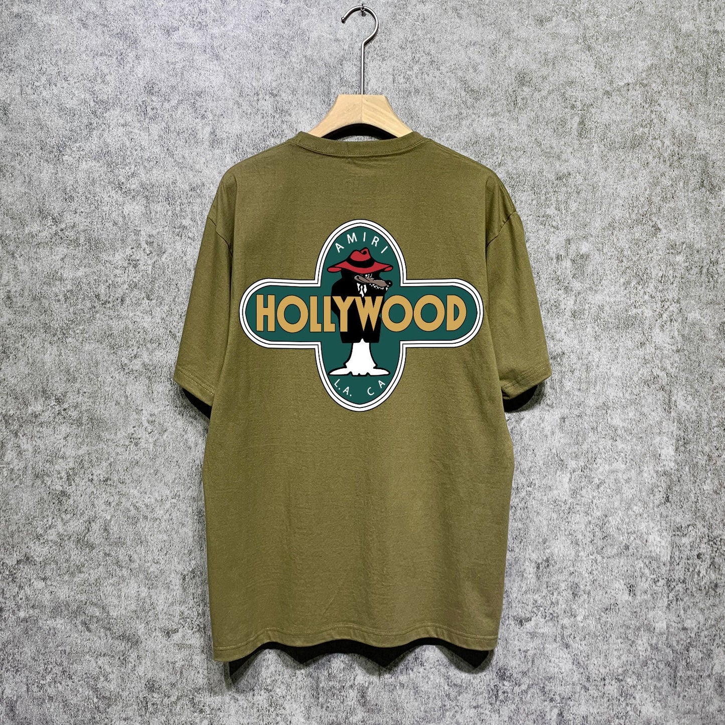 Amiri t shirts gray wolf cross printing short sleeve