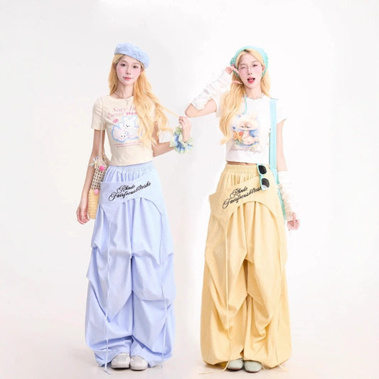 Women casual pants women's summer loose striped wide-leg pants