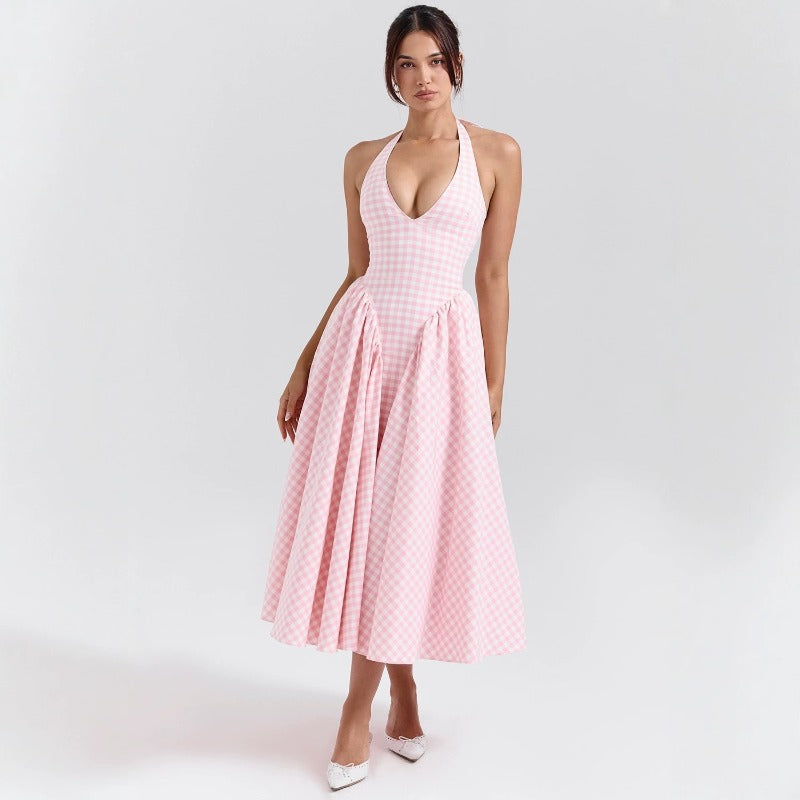 Women's dress - cross-border e-commerce, european & american style, spring collection, elegant v-neck halter neck sexy evening gown dress