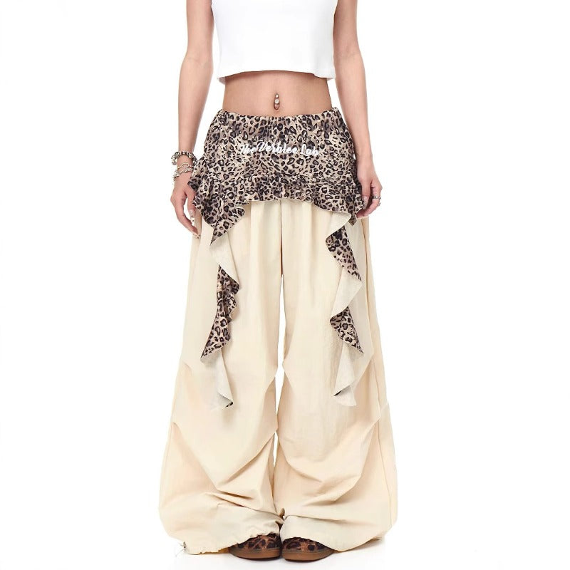 Women casual pant summer retro leopard print fart curtain