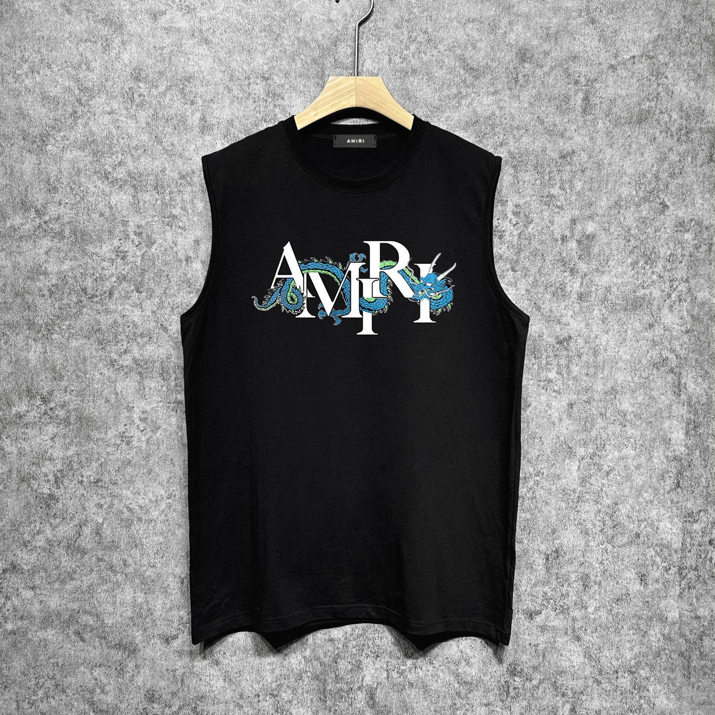 Amiri tank top overlapping letter dragon print