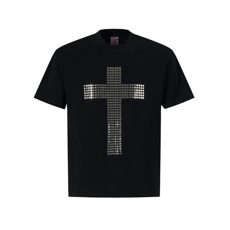 Men's t-shirts - american streetwear summer street style patch cross design - premium slim fit short sleeve t-shirt