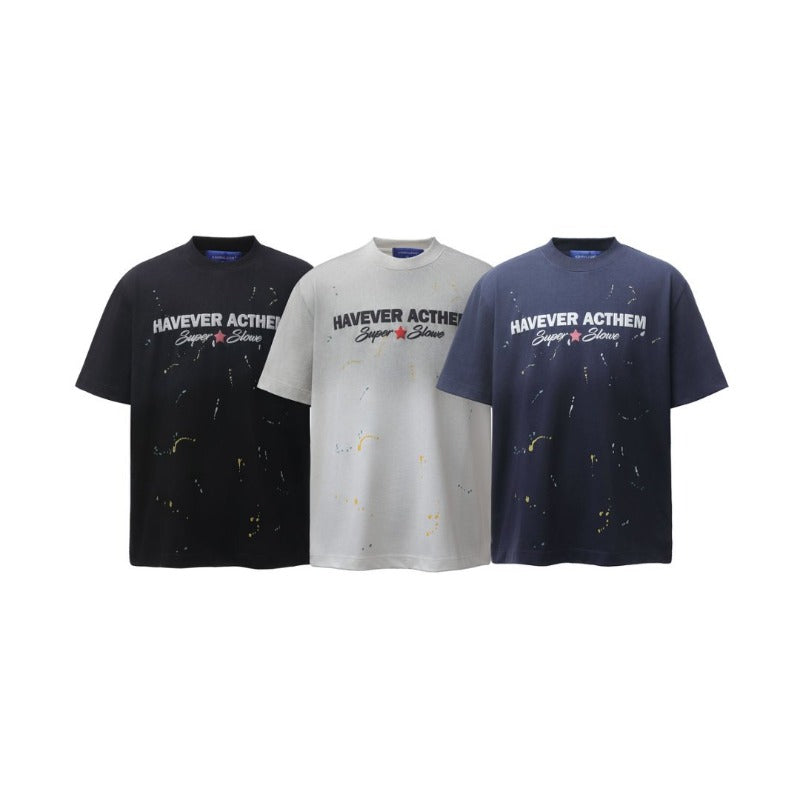 Men's t-shirts: american retro heavyweight double yarn high-quality high-street graphic print men's loose fit crew neck short sleeve t-shirt