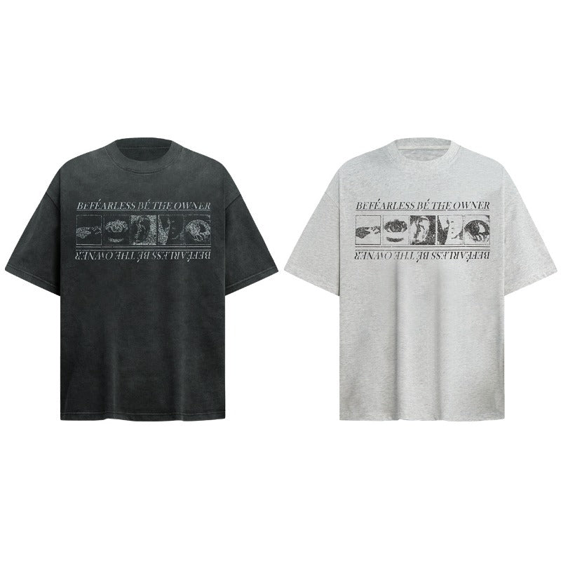 Men's t-shirts: american streetwear vintage washed & distressed design, men's loose fit premium unisex short sleeve tee
