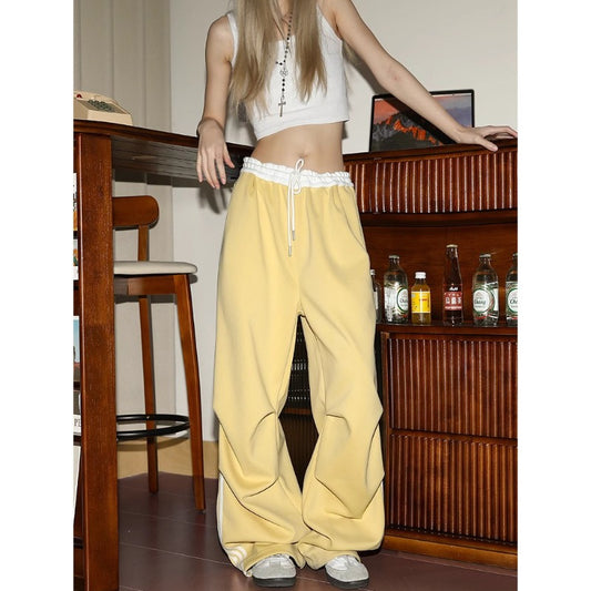 Women casual pants women's three bars drawstring loose sweatpants