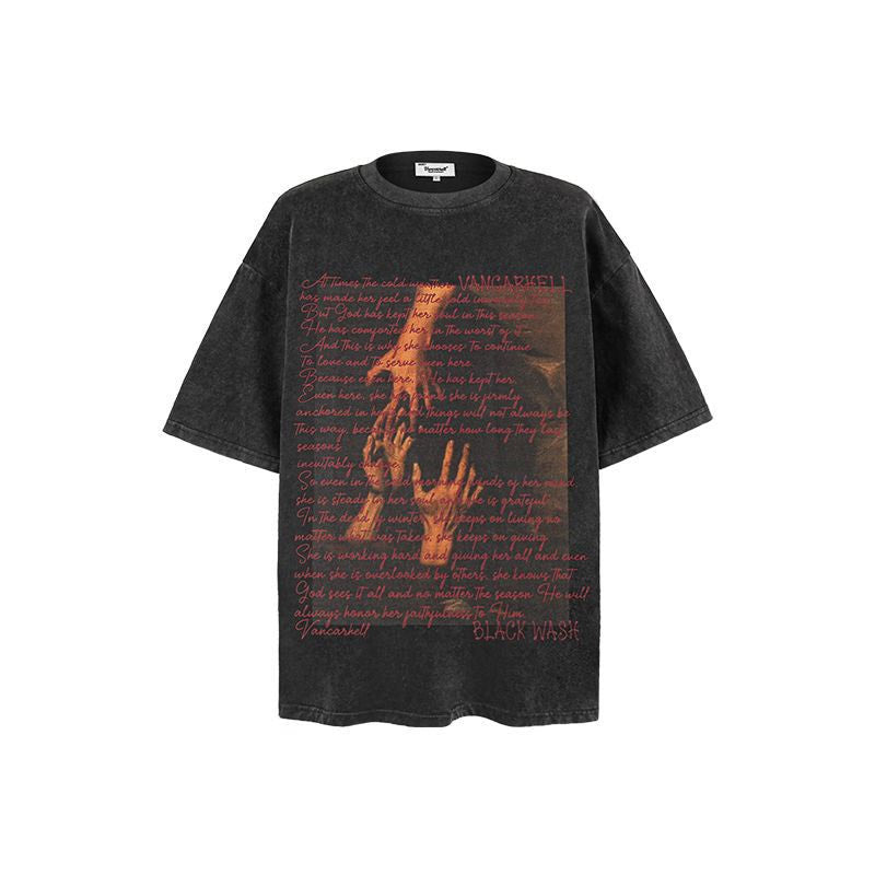Mens T Shirts Old Short Sleeves Loose Summer