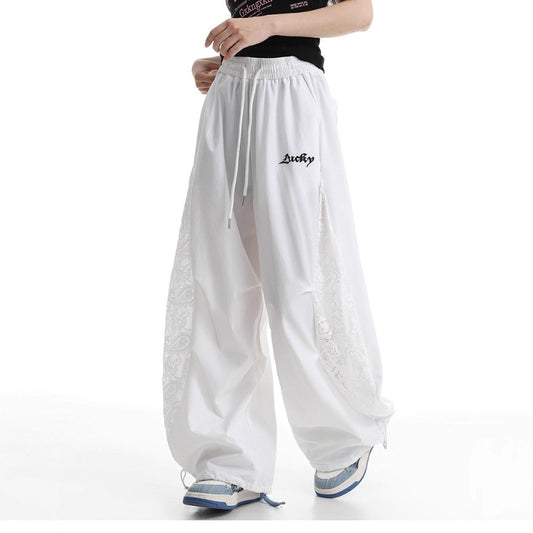 Women casual pants summer tied feet stitching loose