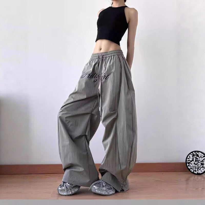 Women casual pants women summer letter embroidered paratrooper overalls