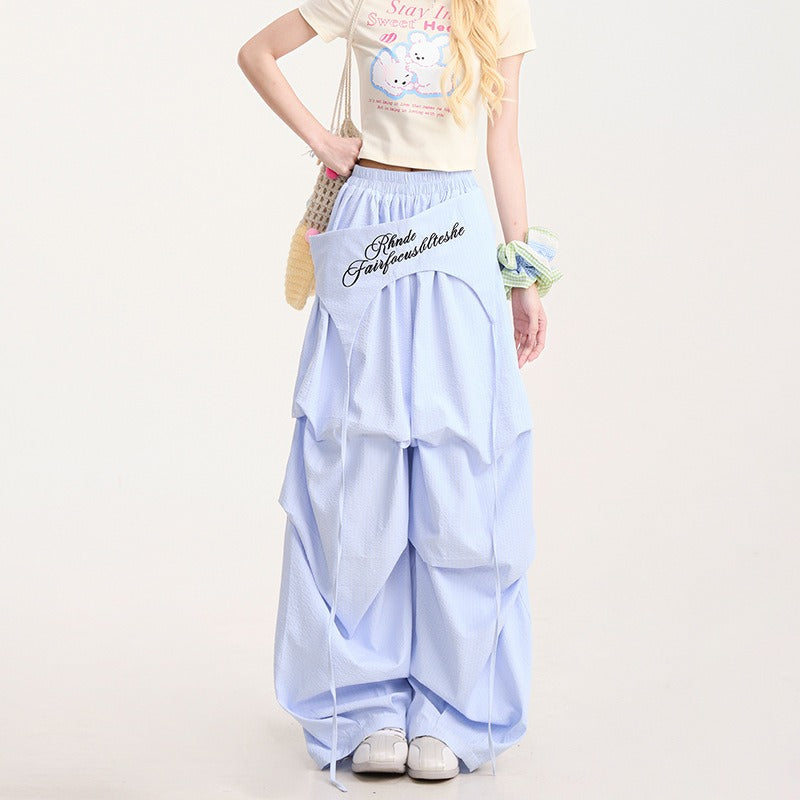 Women casual pants women's summer loose striped wide-leg pants