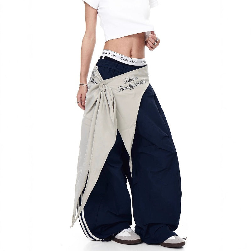 Women casual pants Women elastic waist with fart curtain scimitar pants