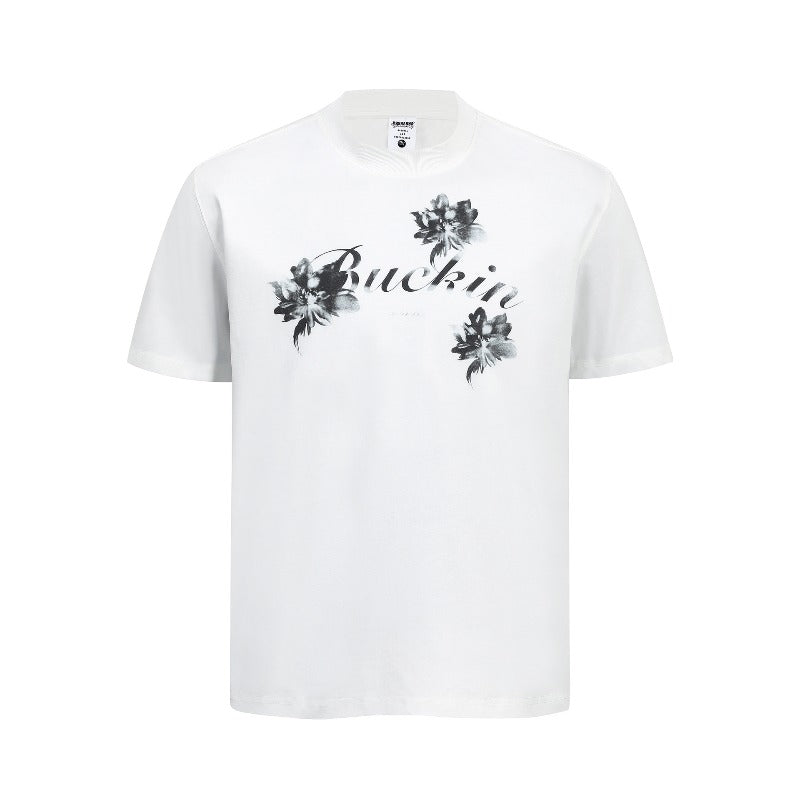 Men's t-shirts: american high street retro streetwear couple's style d floral design men's crew neck slim fit short sleeve t-shirt