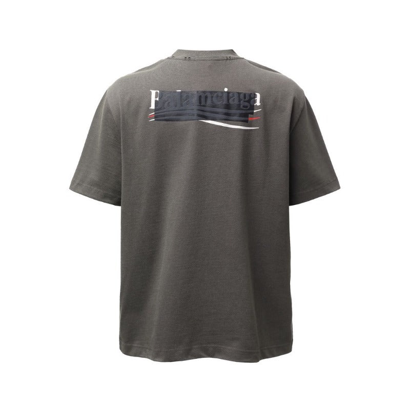 Men's t-shirts: american retro heavyweight double yarn high-quality logo print design, distressed loose fit short sleeve tee